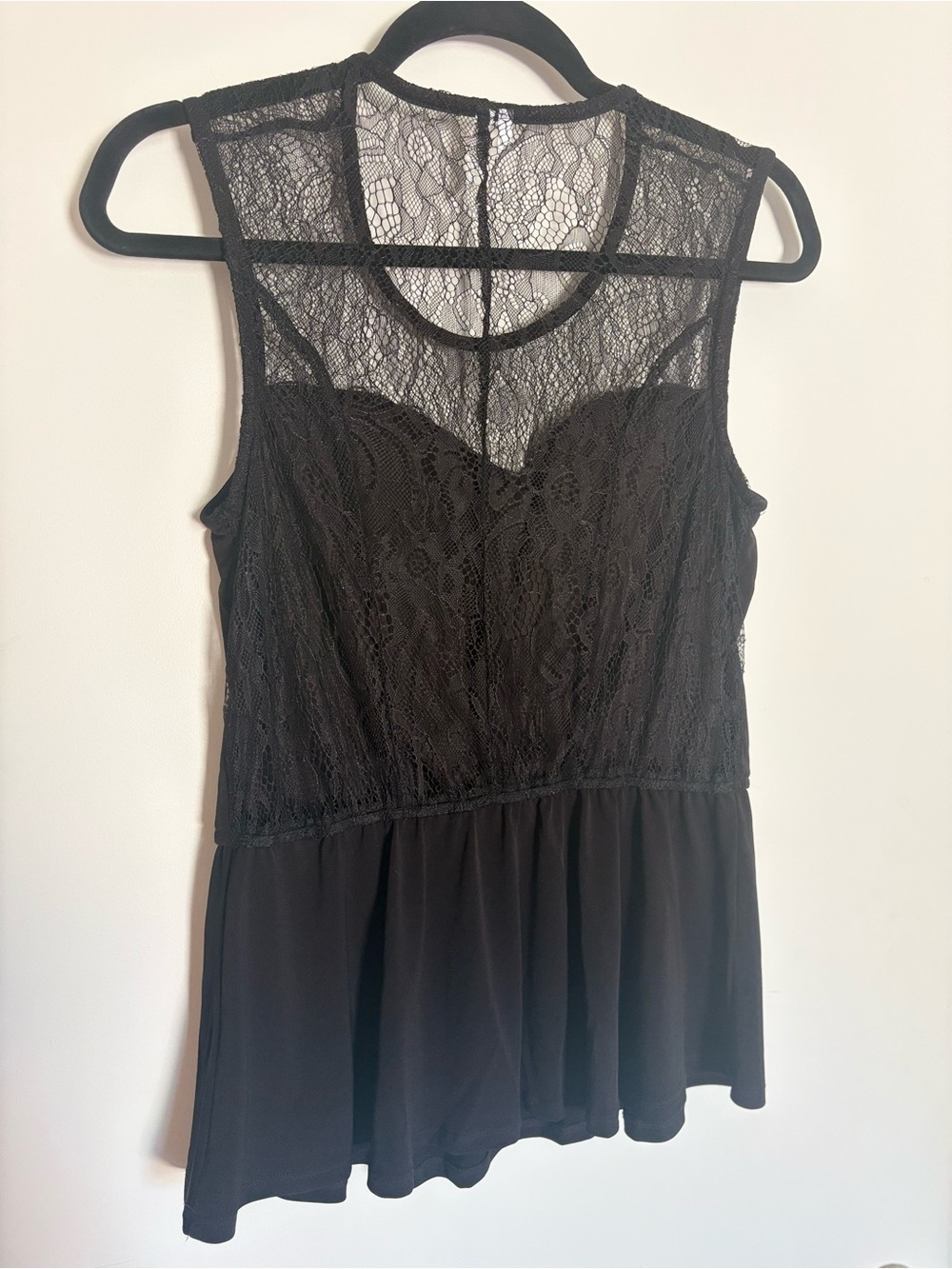 Studio Y Black Lace Sleeveless Peplum Blouse